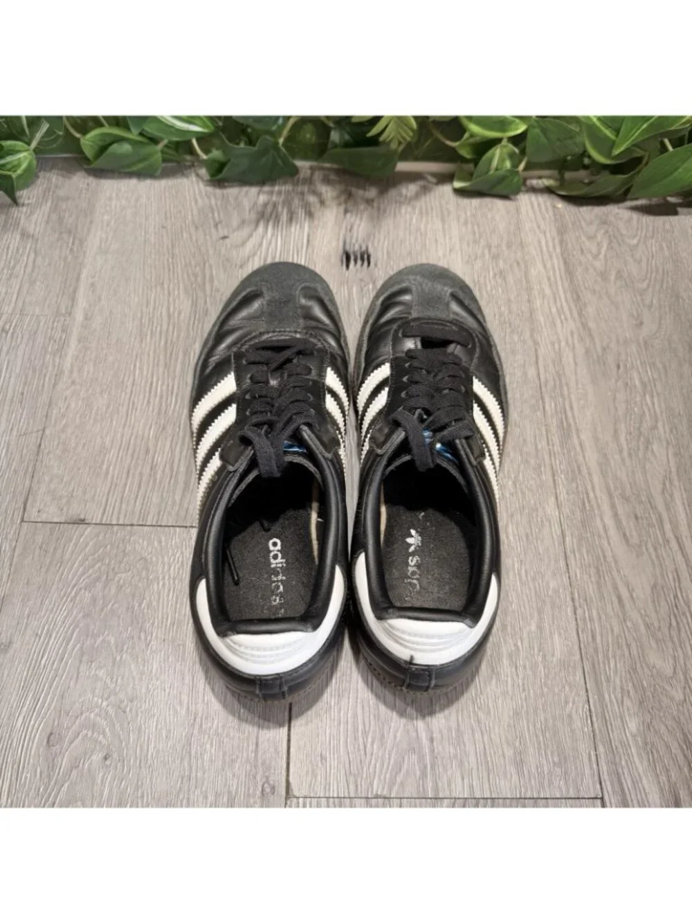 ADIDAS ORIGINAL SAMBA LEATHER SHORT TONGUE CORE BLACK 019000 SIZE 6 W 7.5